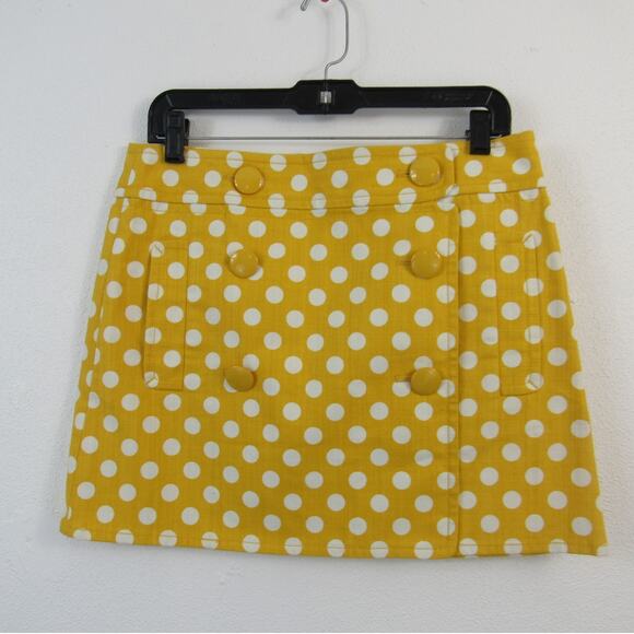 J.Crew Dresses & Skirts - J.Crew Size 6 Bright Yellow Polka Dotted Mini Skirt Military Buttons Wrap